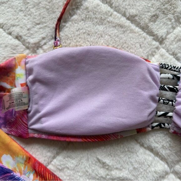 Raisins | Tropical Sunset Hawaiian Floral Print Bikini Top | Size Medium - Picture 6 of 9